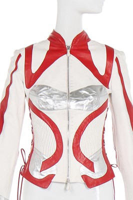 Lot 26 - Alexander McQueen panelled white leather jacket, 'Scanners', Autumn-Winter 2003-04