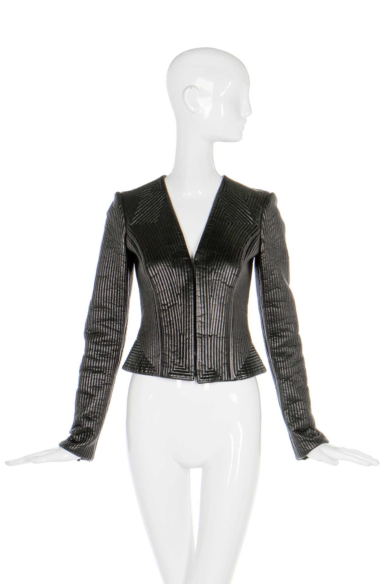 Lot 46 - Alexander McQueen leather jacket, 'In Memory of Elizabeth Howe, Salem, 1692', A/W 2007-08