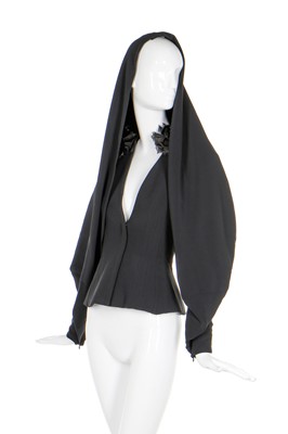 Lot 51 - Alexander McQueen black crêpe jacket with draped veil, 'Sarabande', Spring-Summer 2007