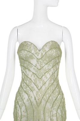 Lot 8 - Givenchy haute couture by Alexander McQueen green lace evening gown, 'Eclect-Dissect', A/W 1997-98