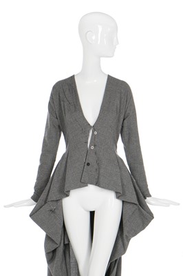 Lot 91 - Alexander McQueen unfinished grey tweed redingote for Annabelle Neilson, 2009 or early 2010