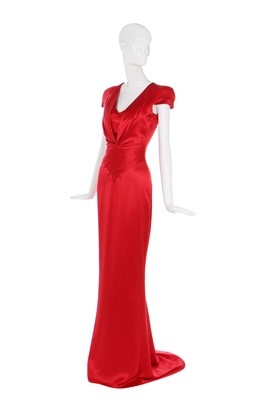 Lot 93 - Alexander McQueen red satin evening gown, Resort 2010