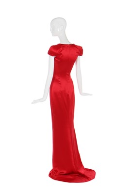 Lot 93 - Alexander McQueen red satin evening gown, Resort 2010