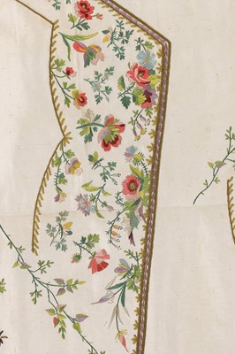 Lot 72 - An embroidered satin un-cut waistcoat panel,...