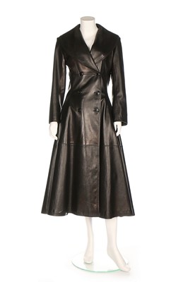 Lot 294 - An Azzedine Alaïa soft black leather coat,...