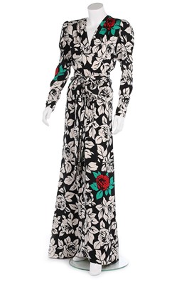 Lot 300 - An Yves Saint Laurent couture printed silk...