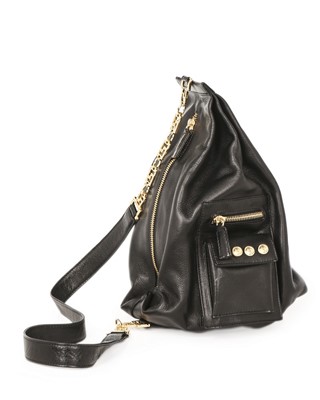 Lot 316 - A Gianni Versace black leather sling-style...