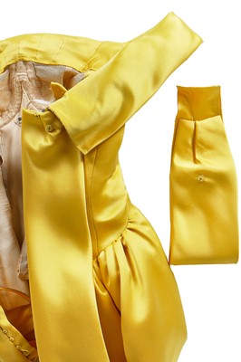 Lot 116 - A fine Balenciaga couture yellow satin sheath, Autumn-Winter 1962-63