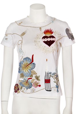 Lot 210 - A John Galliano for Dior embroidered white cotton T-shirt, 2002