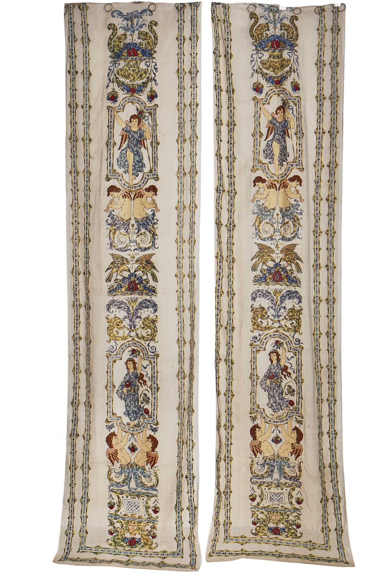 Curtain Renaisance Lot 388 - Two tamboured wool curtains in the Italian