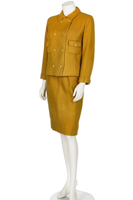 Lot 126 - A Balenciaga couture mustard tweed suit, circa 1967