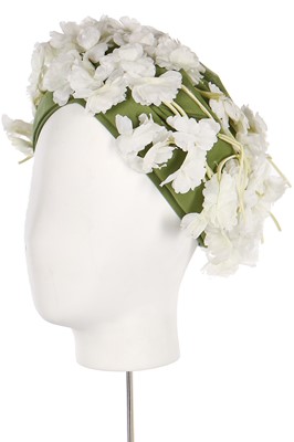 Lot 256 - A Christian Dior hat covered in white blooms, circa 1960