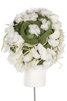 Lot 256 - A Christian Dior hat covered in white blooms, circa 1960