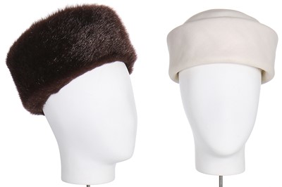 Lot 123 - A Balenciaga brown fur pillbox hat, 1965-66