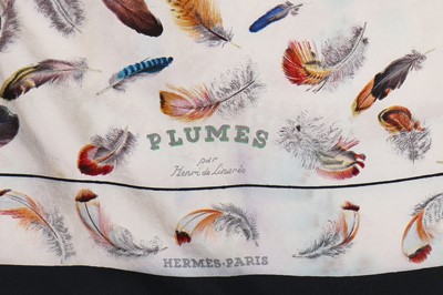 Lot 24 - An Hermès 'Plume' print by Henri de Linarès bodice and scarf, 1950s