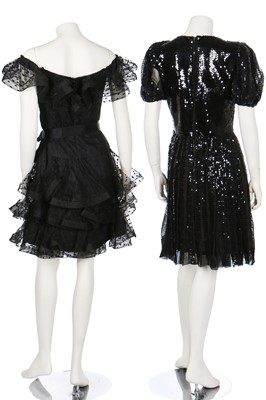 Lot 176 - Two Scaasi black cocktail dresses, 1980s