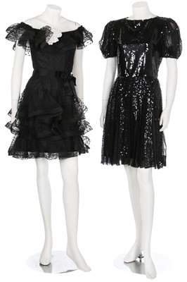 Lot 176 - Two Scaasi black cocktail dresses, 1980s