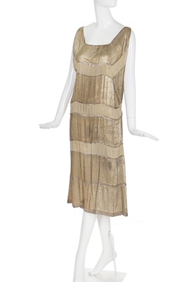 Lot 69 - A rare Madeleine Vionnet couture striped gold lamé cocktail dress, circa 1923