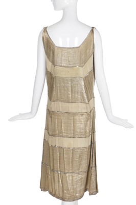 Lot 69 - A rare Madeleine Vionnet couture striped gold lamé cocktail dress, circa 1923