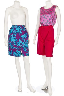 Lot 170 - A group of Yves Saint Laurent clothing in shades of mainly blue and pink, 1980s-1990s