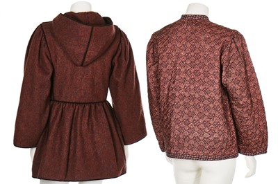 Lot 173 - Two Yves Saint Laurent printed smock-dresses in shades of brown, late 1970s