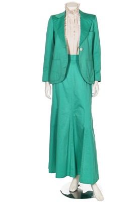 Lot 124 - An Yves Saint Laurent mint-green cotton gabardine three-piece suit, 1970s