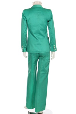 Lot 124 - An Yves Saint Laurent mint-green cotton gabardine three-piece suit, 1970s
