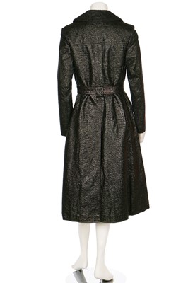 Lot 127 - A Courrèges brown wool dress with vinyl trim, circa 1970