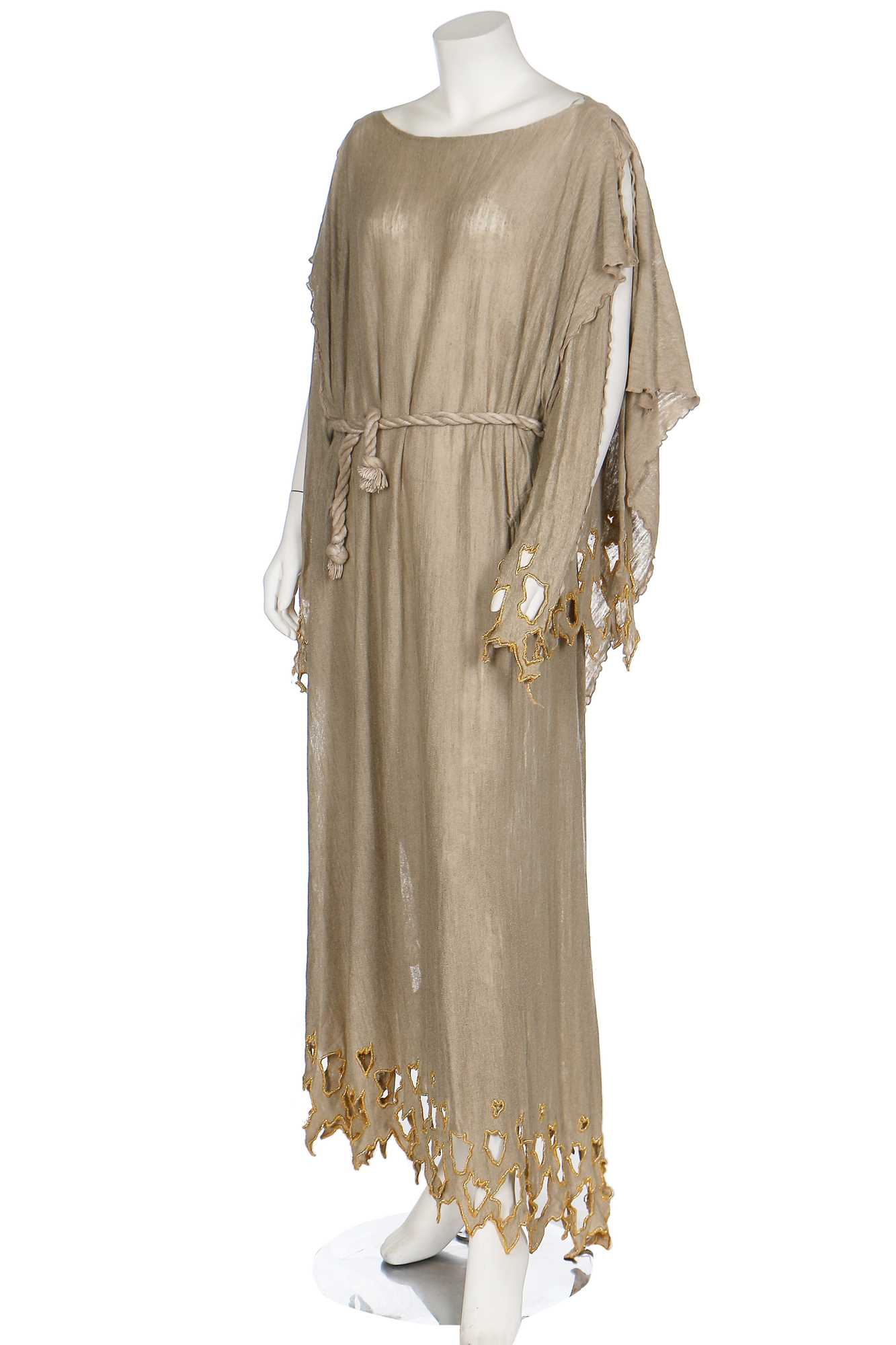 Lot 137 - An early Thierry Mugler medieval-style cutwork jersey gown, circa 1979