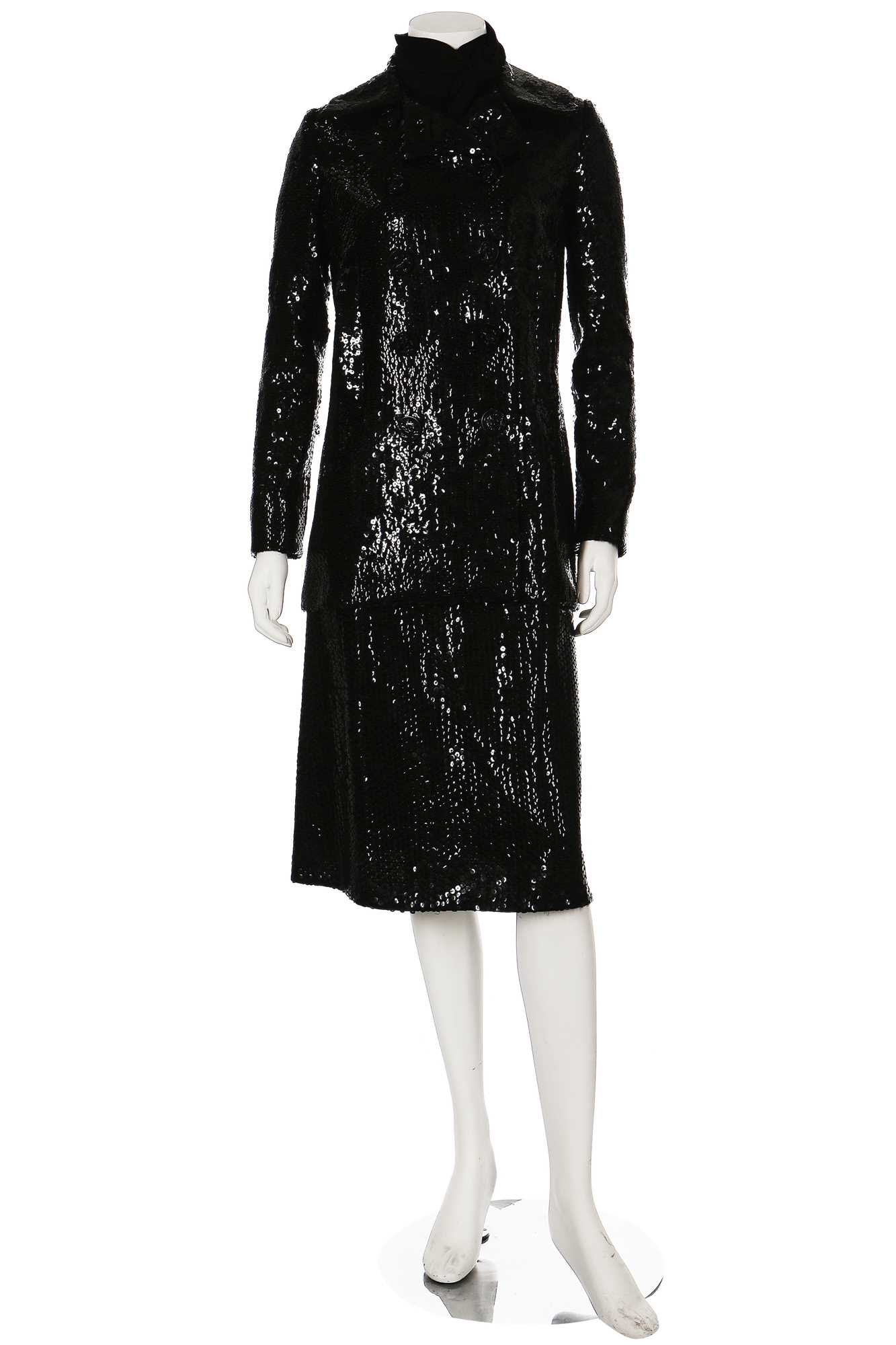 Lot 91 - A Bill Blass black sequinned cocktail ensemble, late 1960s-early 1970s