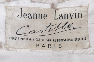 Lot 94 - A Lanvin Castillo ivory silk evening-gown flocked with velvet ivy, mid 1960s