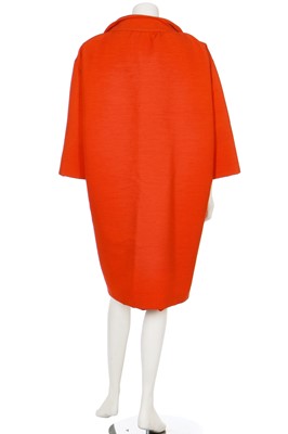 Lot 84 - A Balenciaga couture orange ottoman-silk tent coat, late 1950s