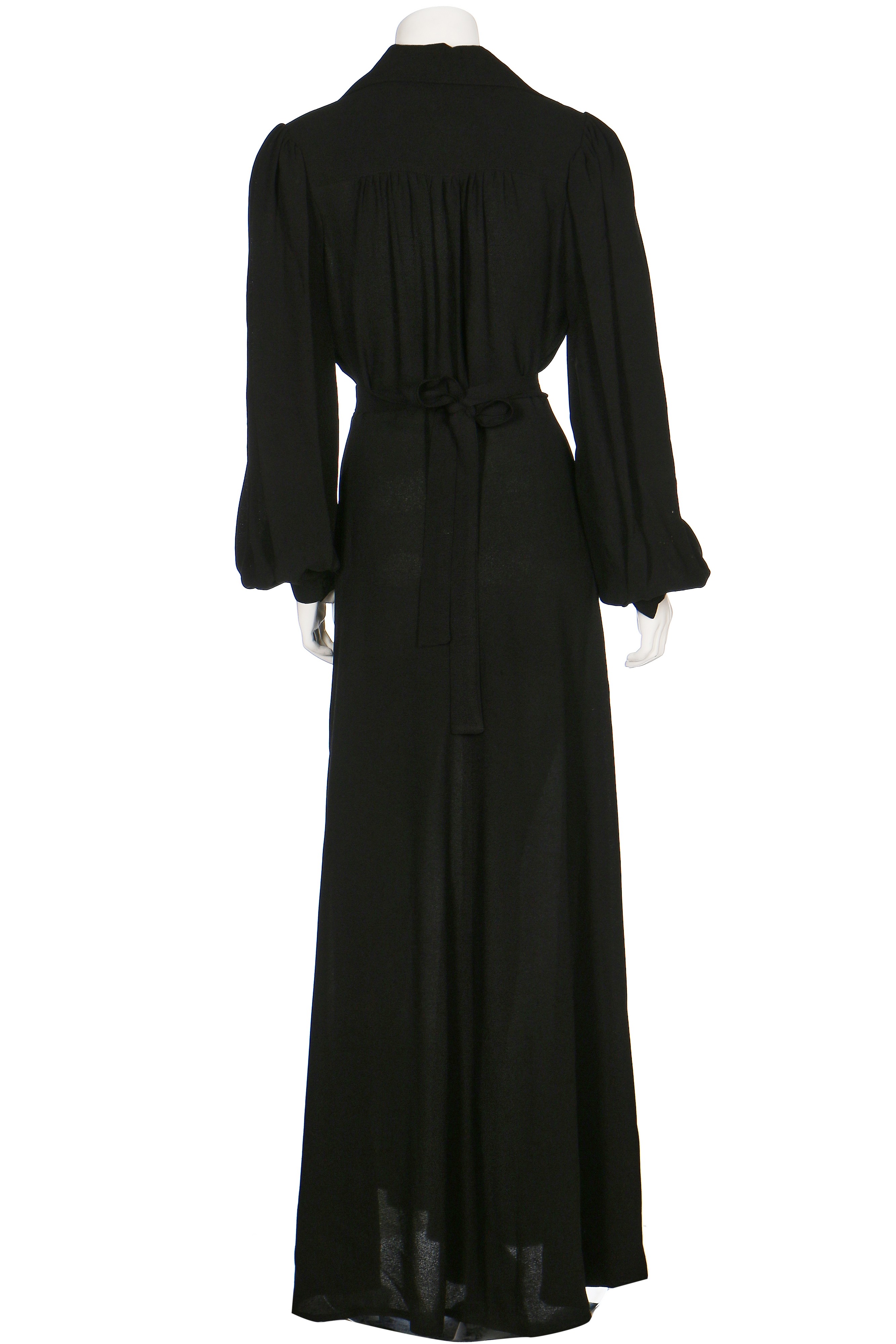 Lot 138 - An Ossie Clark black moss crêpe maxi dress,