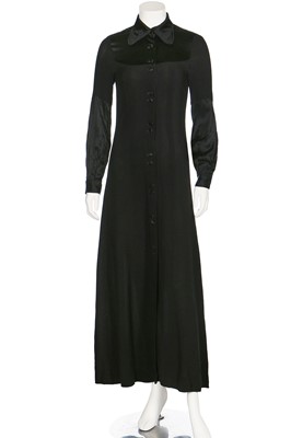 Lot 140 - An Ossie Clark Indian embroidered black cheesecloth dress, mid 1970s