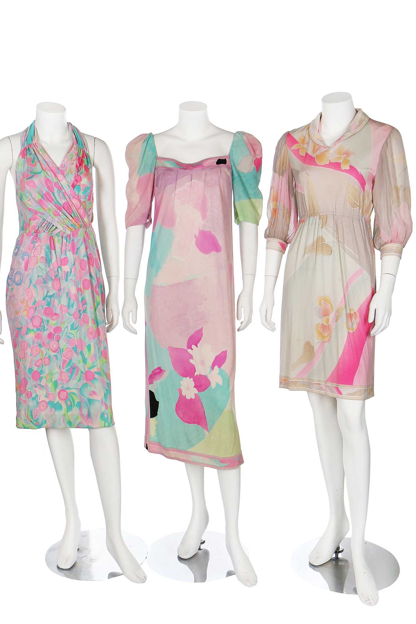 Lot 95 - Three Leonard printed jersey dresses and a sarong, 1960s