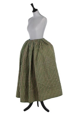 Lot 76 - A striped and quilted silk petticoat, French,...