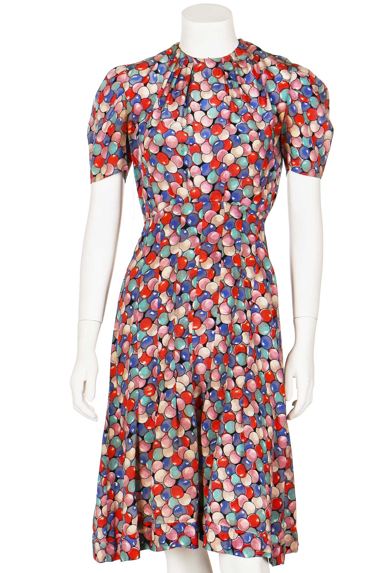 Lot 72 - Eight mainly printed summer day dresses, 1940s