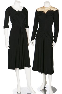 Lot 70 - A group of mainly velvet eveningwear in shades of black and pink, late 1930s-1940s