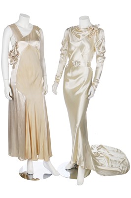 Lot 25 - A large group of bridal and ivory eveningwear, 1930s-40s