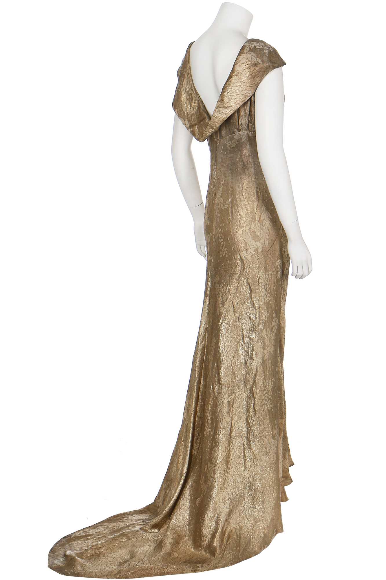Lot 40 - Two good bias-cut lamé evening gowns, 1930s