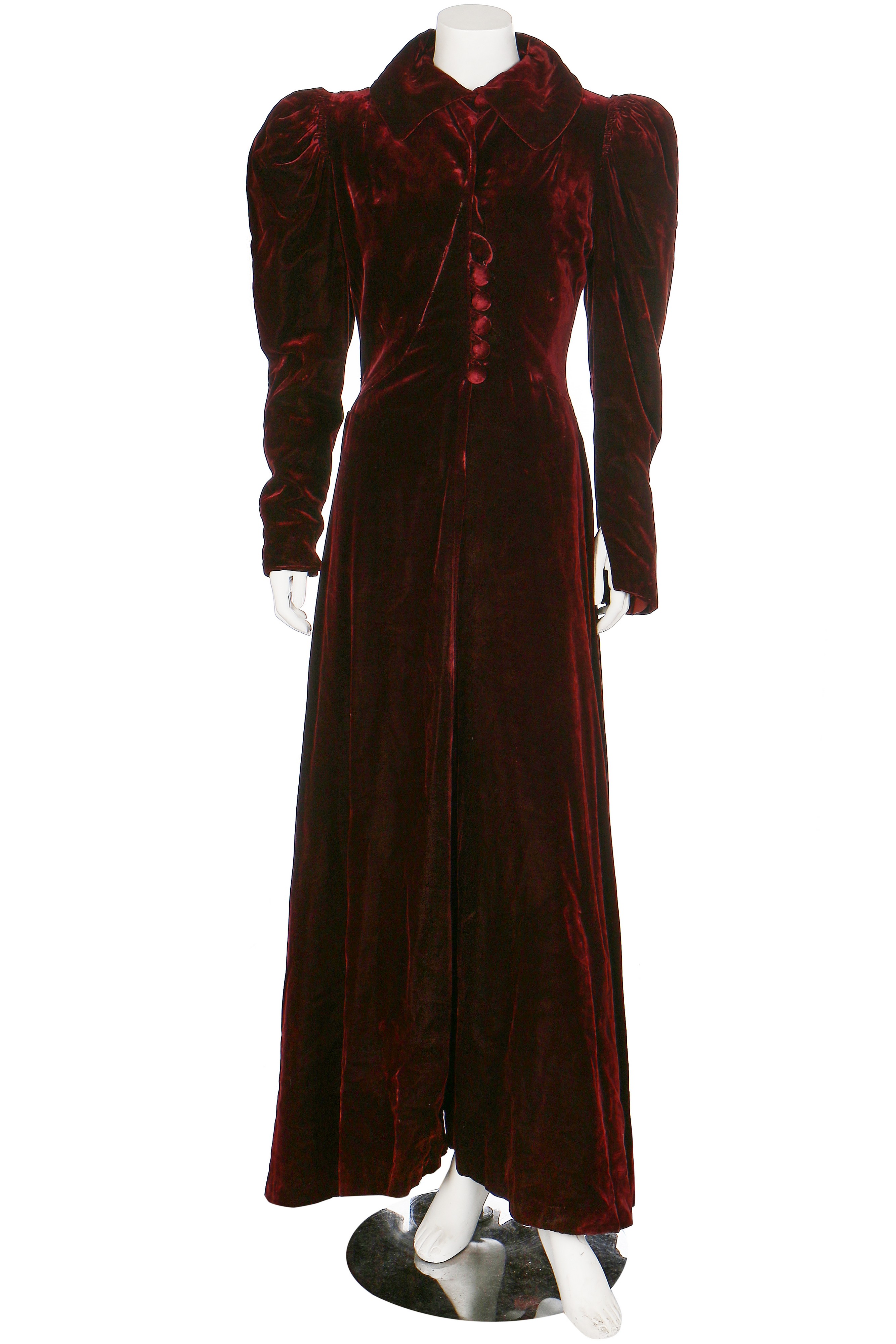 Lot 43 A Bordeaux Velvet Evening Coat With