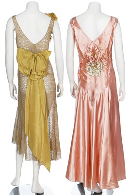 Lot 45 - A group of evening wear in shades of pink, yellow and gold, 1930s