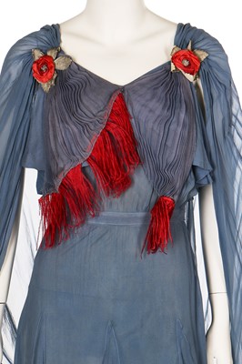 Lot 47 - A lamé evening gown in shades of pink, silver and blue, mid-1920s, altered in the 1930s