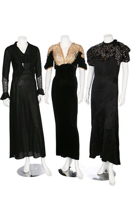 Lot 48 - Eleven dinner/evening dresses, 1930s