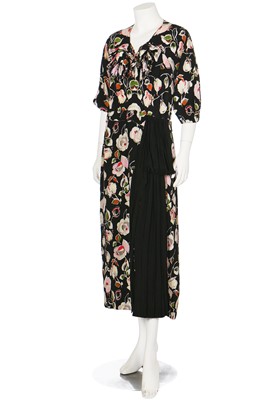 Lot 53 - A Worth couture floral printed silk-crêpe dinner dress, mid 1930s