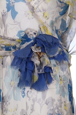 Lot 54 - A good floral printed chiffon garden-party gown in shades of blue and yellow, 1930s