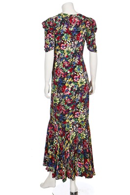 Lot 60 - A good bias-cut floral printed crêpe dress, 1930s