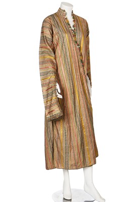 Lot 399 - A striped satin Anteri robe, Turkish Ottoman, late 19th century.