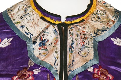 Lot 402 - A purple satin informal robe/changfu, Chinese, circa 1920