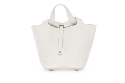 Lot 1 - An Hermès white clemence leather Picotin Lock...